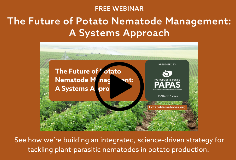 Free Webinar
The future of potato nematode management: A systems approach. See how we're building an integrated, science driven strategy for tackling plant-parasitic nematodes in potato production.