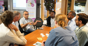 Sam Chavoshi, Director of AgNema and advisory committee member of PAPAS, in group discussion at the potato nematode stakeholder workshop